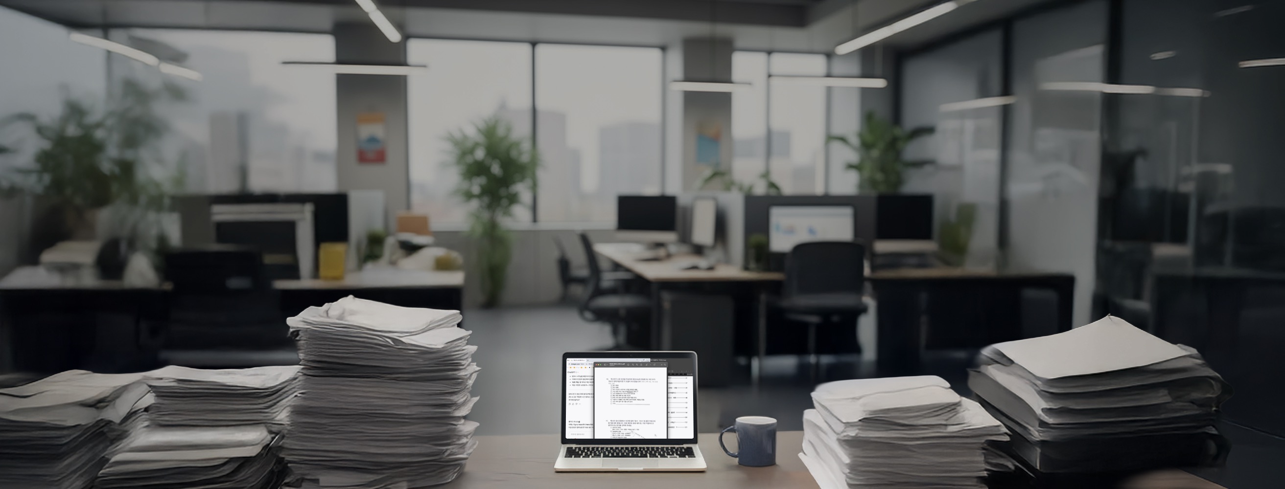 Modern office workspace with laptop